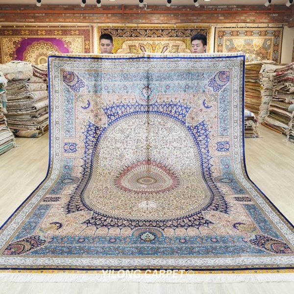 carpets 8'x11' handmade kashmir carpet vantage exquisite blue wholesale oriental rugs (zqg617a)