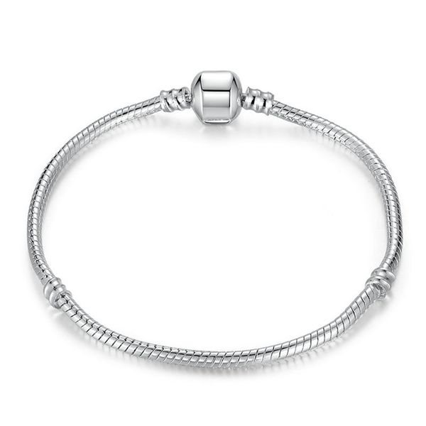 925 silver plated women charm bracelets fashion european style handmade gift diy beads bracelet snake chain luxury jewelry, Black
925 silver plated women charm bracelets fashion european style handmade gift diy beads bracelet snake chain luxury jewelry, Black