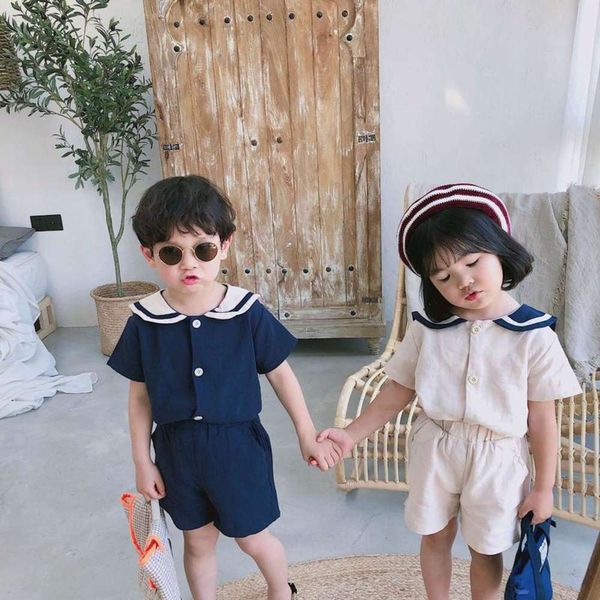 summer boys and girls navy style cotton hemp short sleeve shorts children's kindergarten suit two piece set, White
summer boys and girls navy style cotton hemp short sleeve shorts children's kindergarten suit two piece set, White