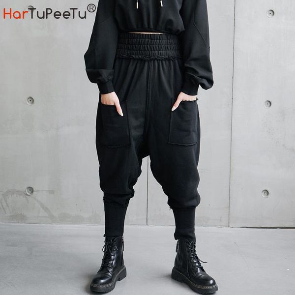 women's pants & capris autumn women gothic black baggy hip hop elastic high waist tear seams harem bunch bottom pockets bf loose trouse, Black;white
women's pants & capris autumn women gothic black baggy hip hop elastic high waist tear seams harem bunch bottom pockets bf loose trouse, Black;white