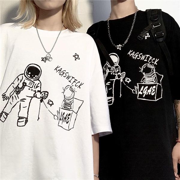 women's t-shirt summer fashion shirt cartoon astronaut print t women base o-neck black tees couples tshirt, White
women's t-shirt summer fashion shirt cartoon astronaut print t women base o-neck black tees couples tshirt, White