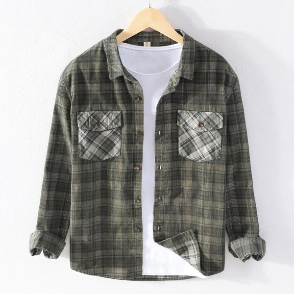 2021 new 100% cotton corduroy brand casual for men fashion comfortable shirt mens plaid shirts male green overhemd y7p0, White
2021 new 100% cotton corduroy brand casual for men fashion comfortable shirt mens plaid shirts male green overhemd y7p0, White