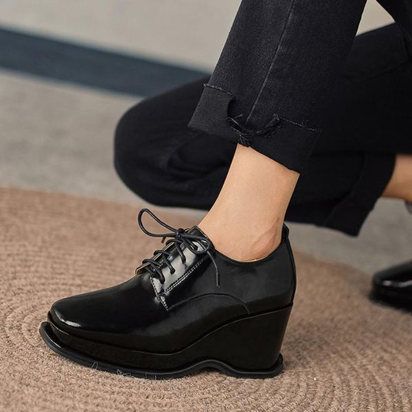 dress shoes brand design great quality female pumps genuine leather cow comfy platform wedges lace-up autumn concise casual woman, Black
dress shoes brand design great quality female pumps genuine leather cow comfy platform wedges lace-up autumn concise casual woman, Black