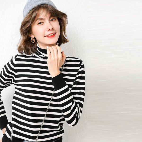 women's sweaters 2021 autumn winter cashmere wool sweater pile high collar pullover striped slim bottoming shirt loose large size, White;black
women's sweaters 2021 autumn winter cashmere wool sweater pile high collar pullover striped slim bottoming shirt loose large size, White;black