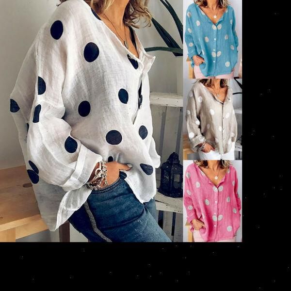 new women summer polka dots blouse long sleeve boho blouse loose baggy casual beach shirts plus size 2xl, White
new women summer polka dots blouse long sleeve boho blouse loose baggy casual beach shirts plus size 2xl, White