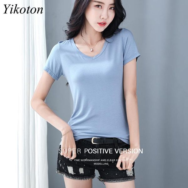 women's t-shirt fashion casual solid high elasticity cotton short sleeve t-shirts 2021 tee shirt femme camisetas mujer, White
women's t-shirt fashion casual solid high elasticity cotton short sleeve t-shirts 2021 tee shirt femme camisetas mujer, White