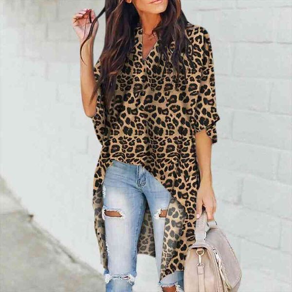 fashion women loose long irregular blouse leopard shirts short front long back vogue clothes v neck half sleeve, White
fashion women loose long irregular blouse leopard shirts short front long back vogue clothes v neck half sleeve, White