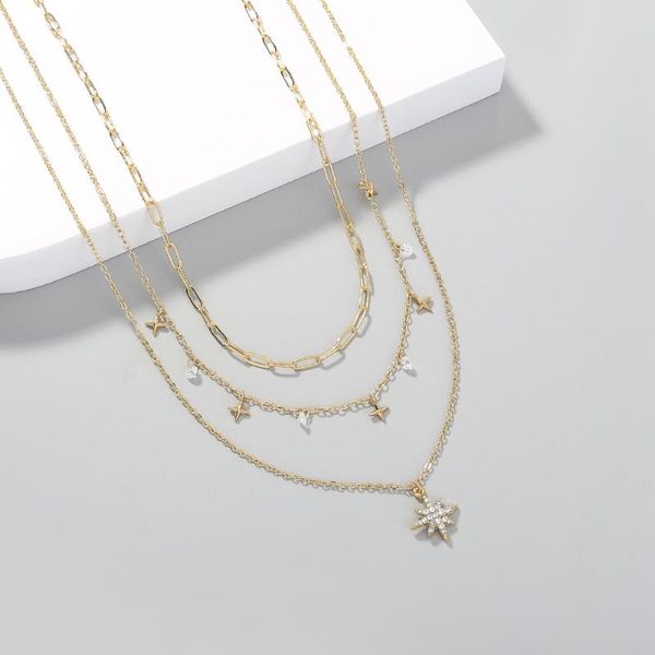 chains simple and creative multi-layer star pendant necklace lady jewelry accessories, Silver
chains simple and creative multi-layer star pendant necklace lady jewelry accessories, Silver