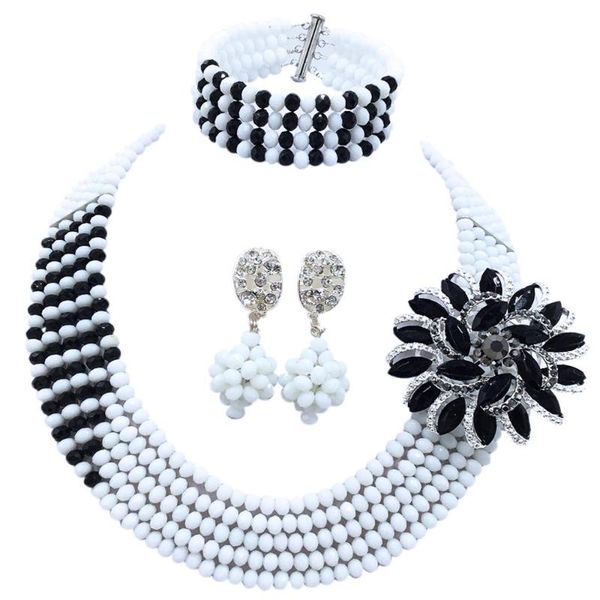 earrings & necklace classic white and black nigerian wedding african beads jewelry set crystal bead costume, Silver
earrings & necklace classic white and black nigerian wedding african beads jewelry set crystal bead costume, Silver