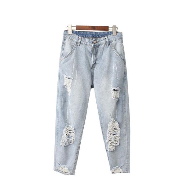 women's jeans spring summer mid waist female boyfriend for women trousers casul ripped holes straight pants denim blue
women's jeans spring summer mid waist female boyfriend for women trousers casul ripped holes straight pants denim blue