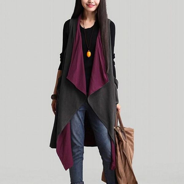 women's jackets jacket women plus size patchwork sleeveless outwear open stitch loose coat 7wj029, Black;brown
women's jackets jacket women plus size patchwork sleeveless outwear open stitch loose coat 7wj029, Black;brown