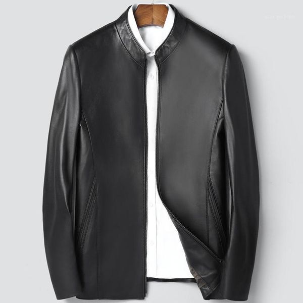 men's leather & faux haining brief paragraph 2021 sheep motorcycle jacket collar youth cultivate morality, Black
men's leather & faux haining brief paragraph 2021 sheep motorcycle jacket collar youth cultivate morality, Black