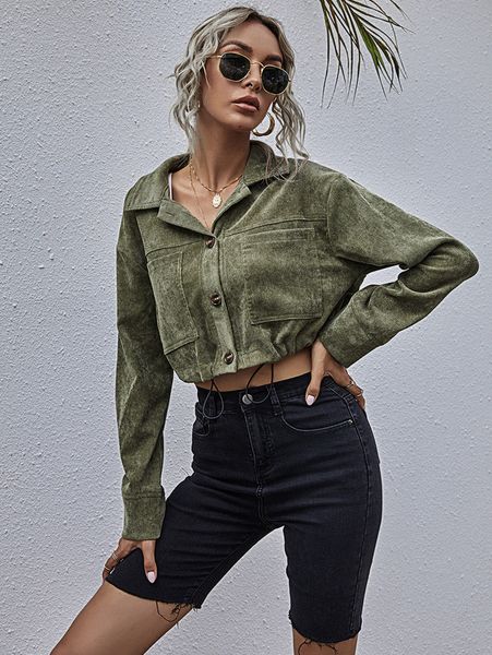 fashion elastic waist green army button turn-down collar ladies casual women clothing short jacket, Black;brown
fashion elastic waist green army button turn-down collar ladies casual women clothing short jacket, Black;brown