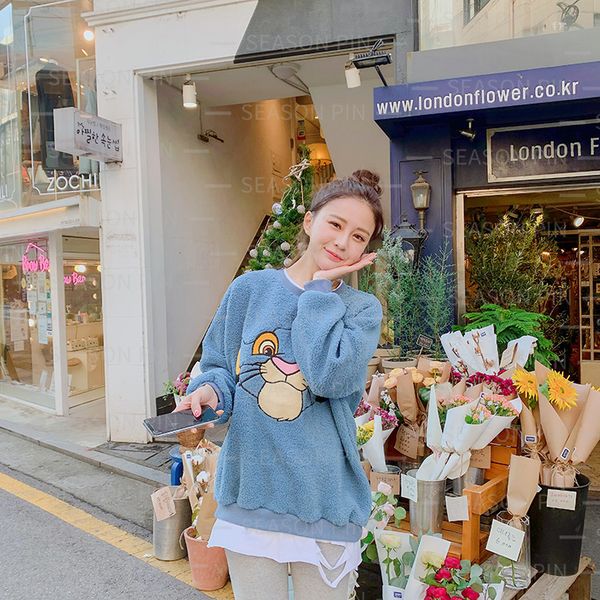 women's hoodies sweatshirts sthick sweater american lamb wool coat autumn and winter loose pullover 8831, Black
women's hoodies sweatshirts sthick sweater american lamb wool coat autumn and winter loose pullover 8831, Black