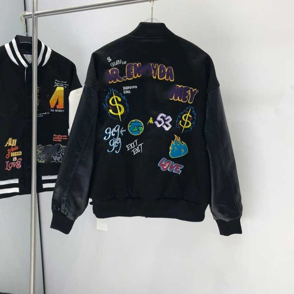 men black designer jacket street trend baseball suit loose casual embroidered leather sleeves spliced cotton jackets hip-hop style varsity c, Black;brown
men black designer jacket street trend baseball suit loose casual embroidered leather sleeves spliced cotton jackets hip-hop style varsity c, Black;brown