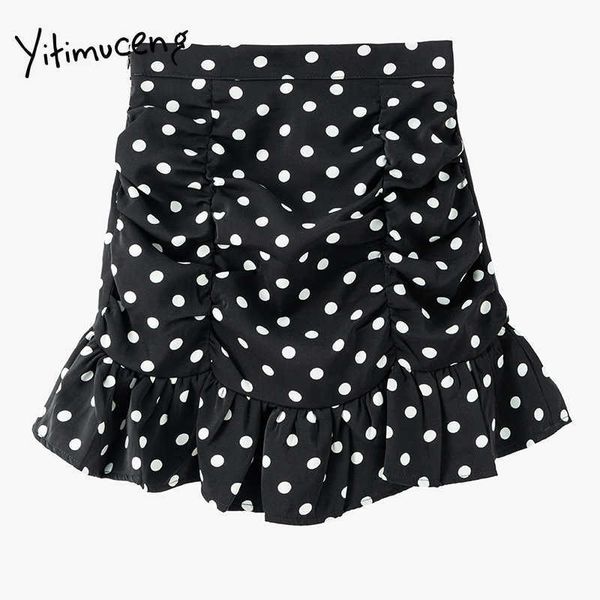 yitimuceng irregular dot skirt for women folds ruffles mini a-line high waist solid black summer korean fashion skirts 210601
yitimuceng irregular dot skirt for women folds ruffles mini a-line high waist solid black summer korean fashion skirts 210601