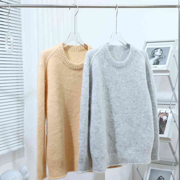 women's mohair round neck single long sve sweater, casual knitted novel in autumn and winter, 2021, White;black
women's mohair round neck single long sve sweater, casual knitted novel in autumn and winter, 2021, White;black