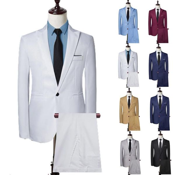 men's suits & blazers business office suit jacket pants two piece set party prom formal clothes men 8 colors blazer wedding, White;black
men's suits & blazers business office suit jacket pants two piece set party prom formal clothes men 8 colors blazer wedding, White;black