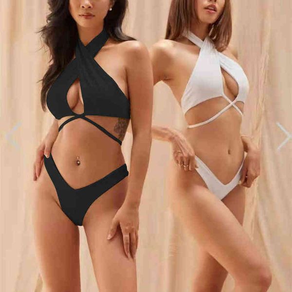 bikini swimsuit solid color split swimsuit women's conservative cross strap chest closure adjustment 220106, White;black
bikini swimsuit solid color split swimsuit women's conservative cross strap chest closure adjustment 220106, White;black