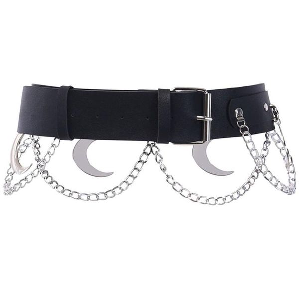 belts 066f leather women with metal chain gothic punk waist belt crescent moon cool wasitban girls jk dress, Black;brown
belts 066f leather women with metal chain gothic punk waist belt crescent moon cool wasitban girls jk dress, Black;brown