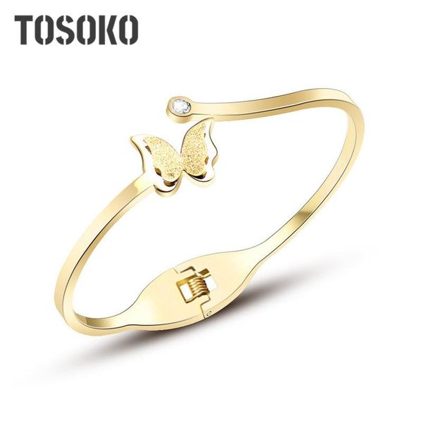 bangle tosoko stainless steel jewelry frosted butterfly zircon spring open bracelet women's fashion bsz050, Black
bangle tosoko stainless steel jewelry frosted butterfly zircon spring open bracelet women's fashion bsz050, Black