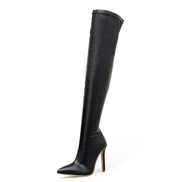 dress shoes women high heels pu slip on thin 11cm pointed toe long knee boots women's, Black
dress shoes women high heels pu slip on thin 11cm pointed toe long knee boots women's, Black