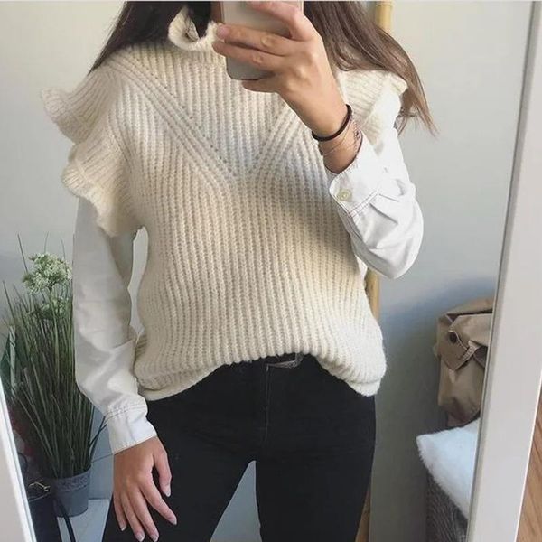 women's vests knitting hollow out ruffle vest autumn casual stand collar waistcoat sleeveless female vintage twist knitted, Black;white
women's vests knitting hollow out ruffle vest autumn casual stand collar waistcoat sleeveless female vintage twist knitted, Black;white