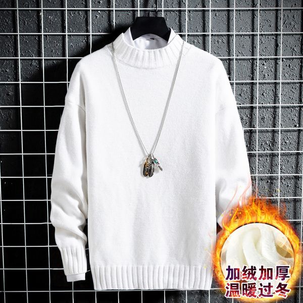 sweater knit men's clothing plush thickened youth leisure half high collar pullover backing fashion, White;black
sweater knit men's clothing plush thickened youth leisure half high collar pullover backing fashion, White;black