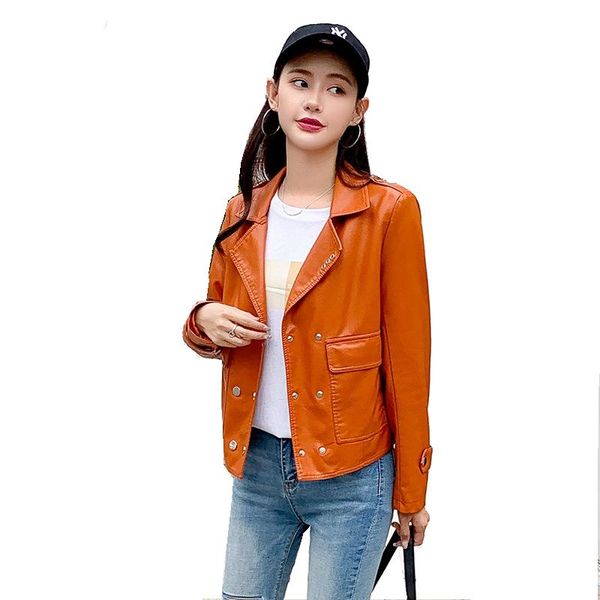 women's leather & faux luxury suede coat jacket spring autumn women slim moto outerwear coats garment plus size lf2004, Black
women's leather & faux luxury suede coat jacket spring autumn women slim moto outerwear coats garment plus size lf2004, Black