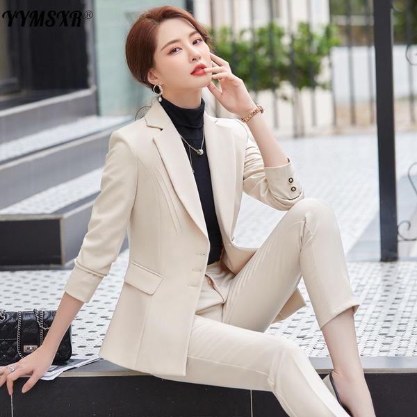 women's two piece pants apricot high-end professional wear temperament 2021 autumn and winter long-sleeved ladies jacket office trouser, White
women's two piece pants apricot high-end professional wear temperament 2021 autumn and winter long-sleeved ladies jacket office trouser, White