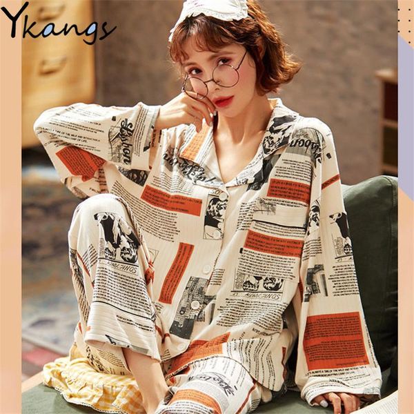 women's two piece pants letter printing cotton fashion pajamas set women cardigan and trousers homewear female casual spring two-piece, White
women's two piece pants letter printing cotton fashion pajamas set women cardigan and trousers homewear female casual spring two-piece, White