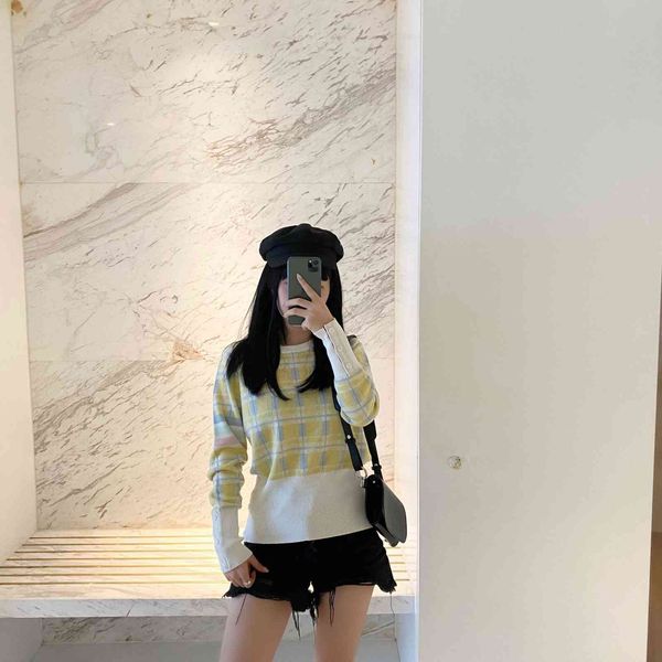 tb yellow 8773 color four bar stripe sweater women's blouse crew neck casual plaid pullover, White
tb yellow 8773 color four bar stripe sweater women's blouse crew neck casual plaid pullover, White