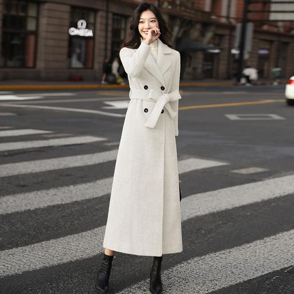 women's wool & blends winter elegant coat women korean fashion double breasted long coats basic minimalist woolen overcoat outwear, Black
women's wool & blends winter elegant coat women korean fashion double breasted long coats basic minimalist woolen overcoat outwear, Black