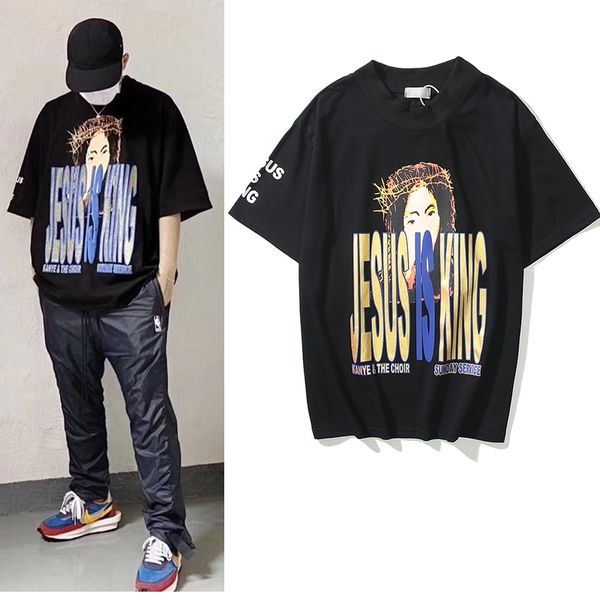 men's t-shirts jesus portrait letters short sleeve tees men and women high street cotton oversize tshirts turtleneck loose casual, White;black
men's t-shirts jesus portrait letters short sleeve tees men and women high street cotton oversize tshirts turtleneck loose casual, White;black