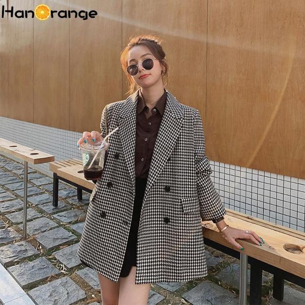women's suits & blazers hanorange houndstooth oversized blazer spring autumn loose lattice retro high-grade british style jacket, White;black
women's suits & blazers hanorange houndstooth oversized blazer spring autumn loose lattice retro high-grade british style jacket, White;black
