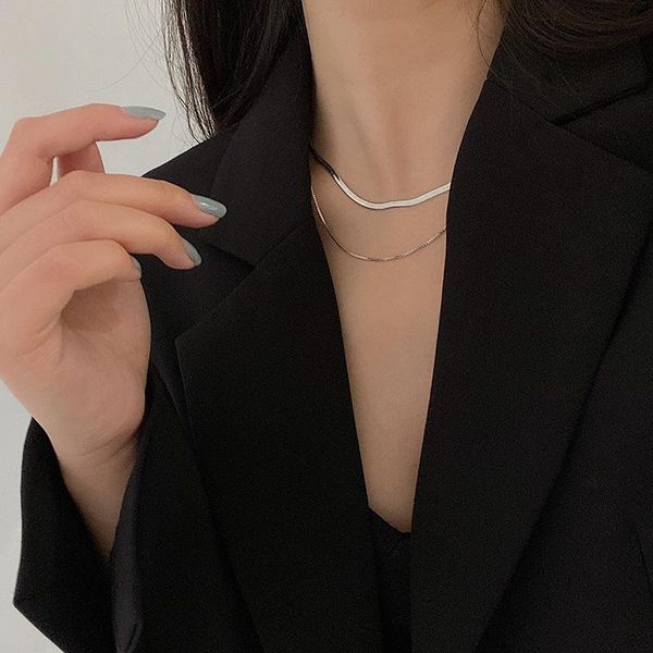 chains fashion women stainless steel flat necklace lady chain party double layer jewelry choker snake, Silver
chains fashion women stainless steel flat necklace lady chain party double layer jewelry choker snake, Silver