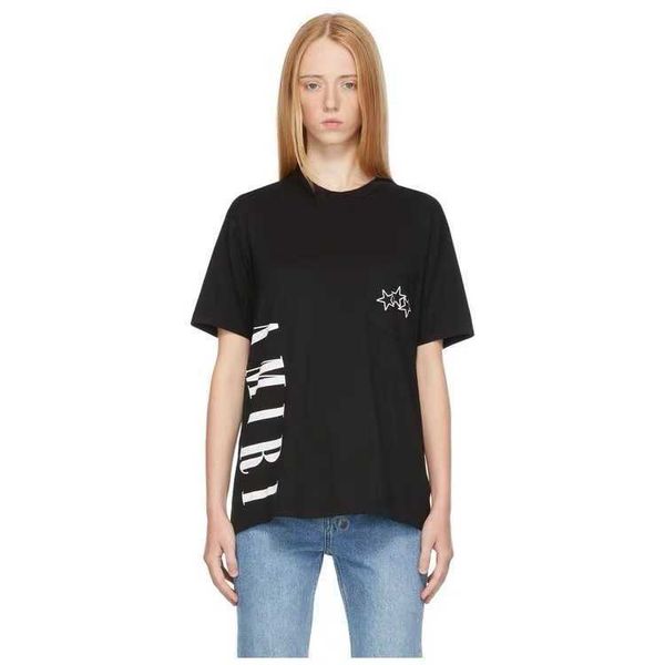 high version 2022 summer new fashion brand amirs pocket five pointed star letter printed men's and women's short sleeve t-shirt, White;black
high version 2022 summer new fashion brand amirs pocket five pointed star letter printed men's and women's short sleeve t-shirt, White;black
