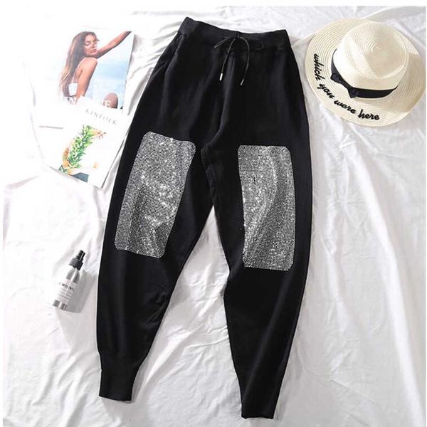 autumn diamond loose pant black ankle-length harem spring joggers high waist 210531, Black;white
autumn diamond loose pant black ankle-length harem spring joggers high waist 210531, Black;white