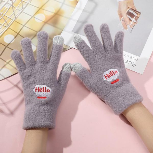 five fingers gloves winter plush warm full finger soft embroidery cartoon touchscreen glove for driving riding, Blue;gray
five fingers gloves winter plush warm full finger soft embroidery cartoon touchscreen glove for driving riding, Blue;gray