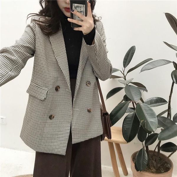 women's suits & blazers vintage houndstooth women 2021 est fashion slim all-match blazer retro plaid fahion, White;black
women's suits & blazers vintage houndstooth women 2021 est fashion slim all-match blazer retro plaid fahion, White;black