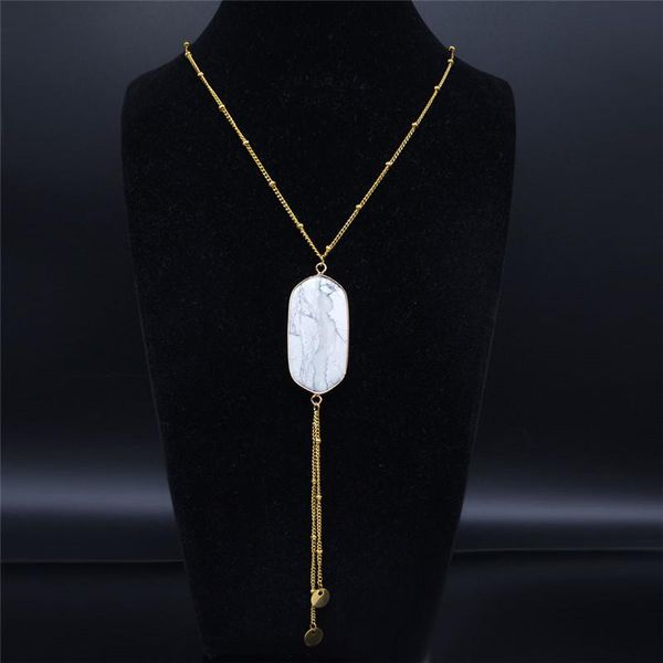 pendant necklaces 2021 stainless steel natural stone chain necklace women gold color long tassel jewelry collier femme nb15s04, Silver
pendant necklaces 2021 stainless steel natural stone chain necklace women gold color long tassel jewelry collier femme nb15s04, Silver