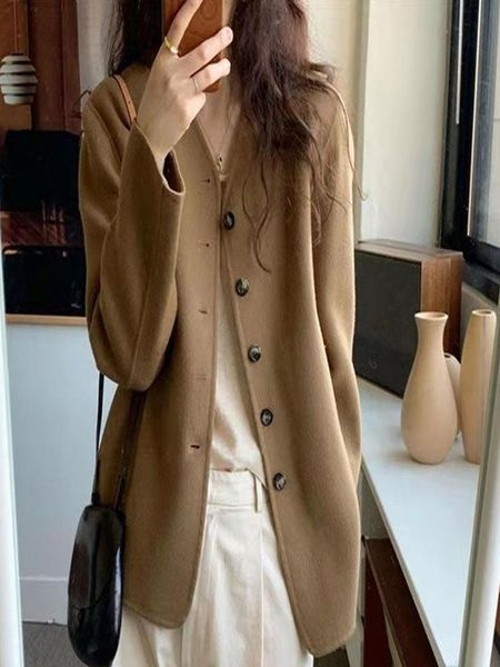 women's wool & blends double sided cashmere coat women small short 2021 autumn high-end suit tweed, Black
women's wool & blends double sided cashmere coat women small short 2021 autumn high-end suit tweed, Black