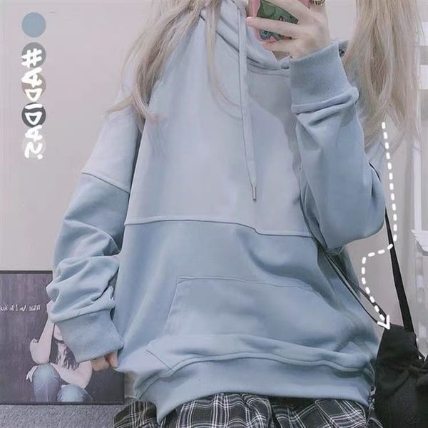 deeptown fashion hoodie 2021 solid splice sweatshirt women long sleeve pink casual cotton pullover dzmh, Black
deeptown fashion hoodie 2021 solid splice sweatshirt women long sleeve pink casual cotton pullover dzmh, Black