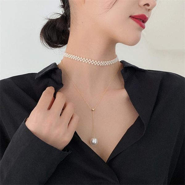 chains a set of pearl pendant choker chain japanese and korean web celebrity double necklace neck accessories trend collar bone, Silver
chains a set of pearl pendant choker chain japanese and korean web celebrity double necklace neck accessories trend collar bone, Silver