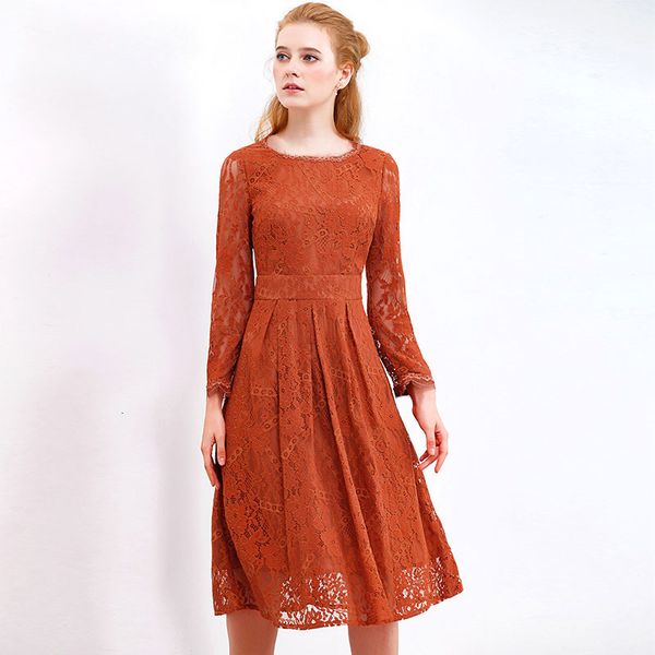 2021 new brown lace hollow out a-line long sleeve for spring summer elegant high waist women 5kfm, Black
2021 new brown lace hollow out a-line long sleeve for spring summer elegant high waist women 5kfm, Black