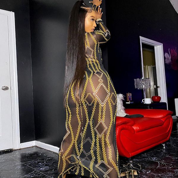chain printed black sheer mesh dress party club wear robes for women long sleeve bodycon dresses d85-bb14, Black;gray
chain printed black sheer mesh dress party club wear robes for women long sleeve bodycon dresses d85-bb14, Black;gray