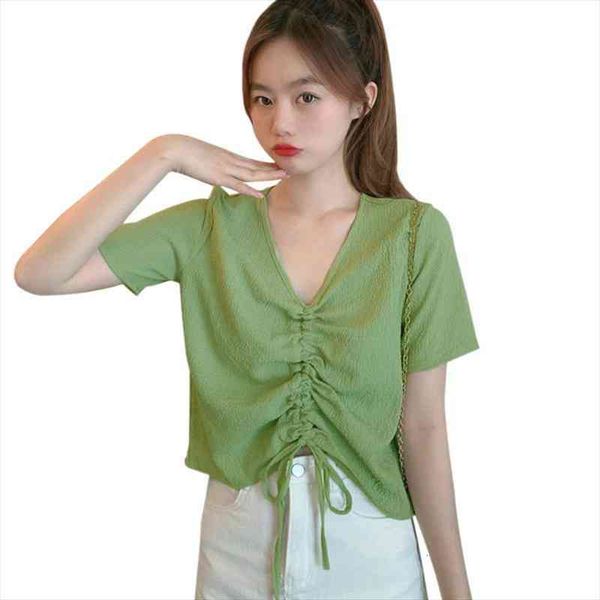 womens v neck pleated loose blouses summer korean style solid color short sleeve shirt, White
womens v neck pleated loose blouses summer korean style solid color short sleeve shirt, White