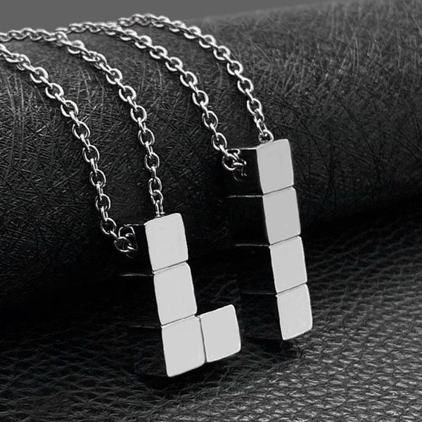 pendant necklaces tetris mens hip hop cube stainless steel chain necklace building blocks jewelry on the neck wholesale, Silver
pendant necklaces tetris mens hip hop cube stainless steel chain necklace building blocks jewelry on the neck wholesale, Silver