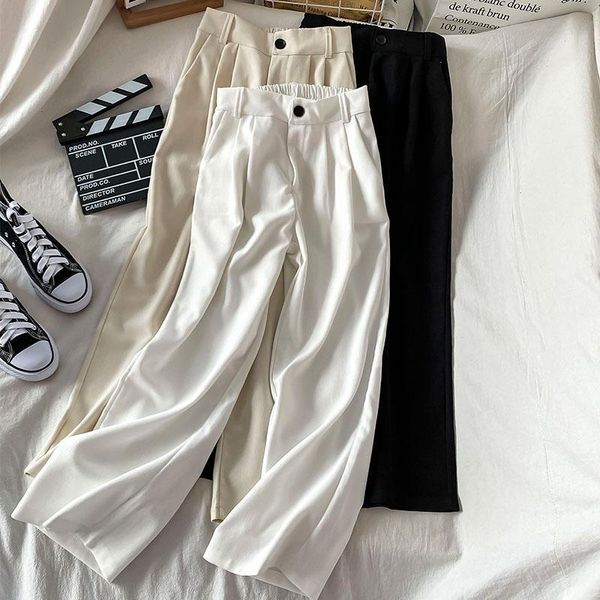 women's pants & capris spring autumn suit female casual high waist wide leg women trousers loose streetwear white ropa mujer q4511, Black;white
women's pants & capris spring autumn suit female casual high waist wide leg women trousers loose streetwear white ropa mujer q4511, Black;white