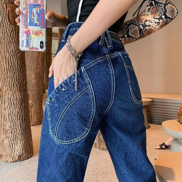 women's jeans 2021 arrival autumn women loose casual big pocket ankle-length pants button waist cotton denim harem w619, Blue
women's jeans 2021 arrival autumn women loose casual big pocket ankle-length pants button waist cotton denim harem w619, Blue